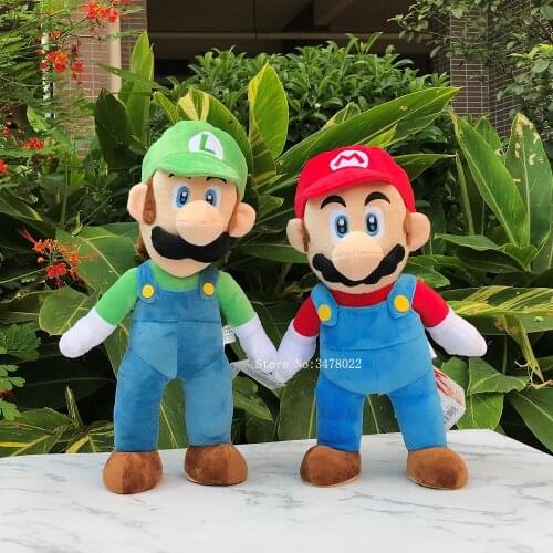 38cm Anime Luigi Plush Standing Stuffed Toy Bowser Koopa Game Allstar Collection Soft Doll