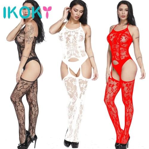 IKOKY Sex Lingerie Pantyhose Temptation Hosiery Open Crotch Tight Sexy Embroidered Pantyhose Transparent Hollow Costumes