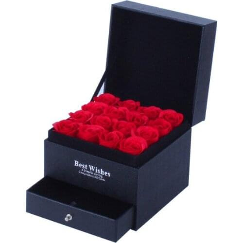 Artificial Rose Romantic Valentines Day Wedding Mothers Day Festival Creative Gift Rose Soap Flower Jewelry Box Set WB2108