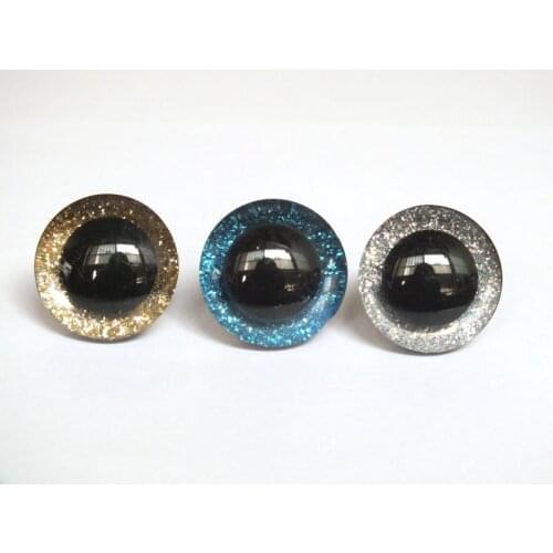 Hot sell color--gold/silver and blue mixed color safety glitter toy eyes--16/18/20/15mm