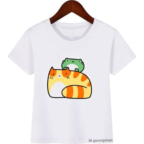 Vogue Purple Grapes Frog Cartoon Print Fashion New Hot Sale Children Clothing T-shirt Suitable for Boys/girls T Shirts Kids Tops