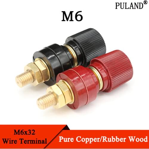 Copper 333 M6x32 Wire Binding Post Thread Screw Dia 6mm Brass Weld Machine Inverter Clamp Power Supply Connector Terminal Splice