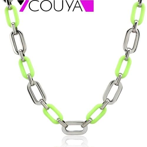 Stainless Steel Fashion Colorful DIY Necklace Acrylic Big Pendant Charm Choker Necklace For Women Statement Necklace