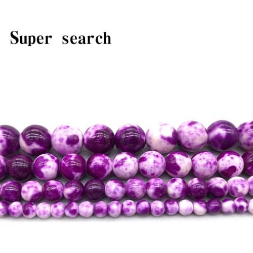 Natural White Rose red Violet rain stones Round Loose Beads 15" Strand 4 6 8 10MM Pick Size For Jewelry diy Bracelet