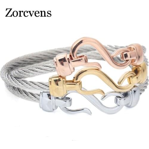 Modyle New Fashion Three-Color Stainless Steel Bracelet Hooks Fashion Jewelry Infinity Love Charm Bracelets Bangles For Women