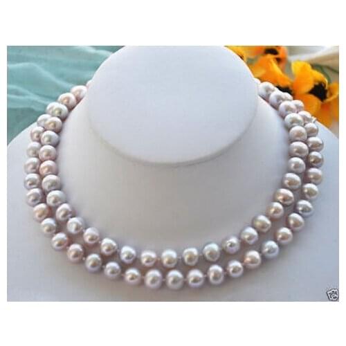 NEW female gift 7-8mm natural fresh water cultured akoya pearl necklace 32inch