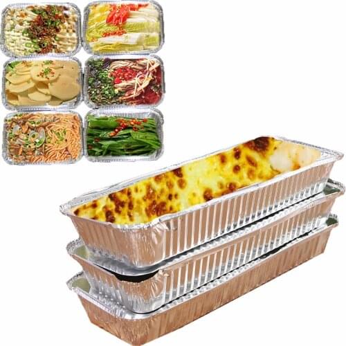 Disposable Tinfoil Fast Food Box Anti-Oil Oven Pasta Salad Box Packing Tool French Fries Fried Food Tray Take Away Tin Box 10pcs
