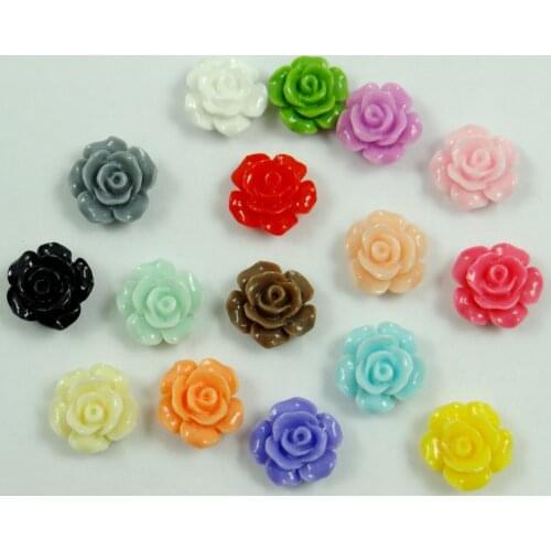 Wholesale 100PCs various colors Rose Flower Shape Acrylic Beads Bracelet Necklace Jewery Findings 15mm 100Pcs/Bag NO HOLE