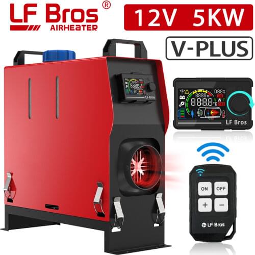 LF Bros Vertical Parking heater Plus 5KW All In One Car Heater 12V Red Air diesels Heater with LCD knob switch remote control