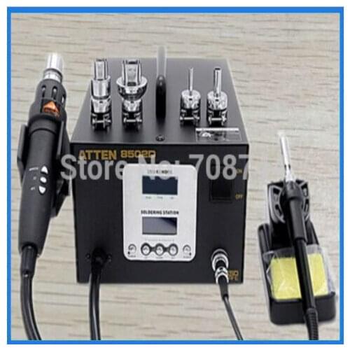 ATTEN AT8502D 2in1 Hot Air SMD Rework Hot Air Gun + Soldering Station Iron Lead-Free Dual LCD 220V 900W