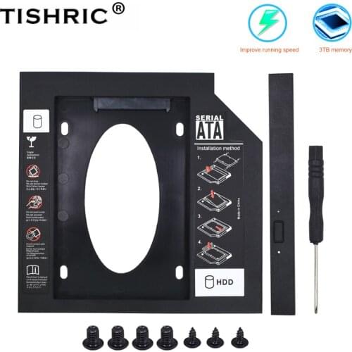 TISHRIC Plastic SATA Hdd Caddy 9.5mm 12.7mm Hard Disk Enclosure External Hard Drive Case For Laptop CD-ROM DVD-ROM Optical Bay