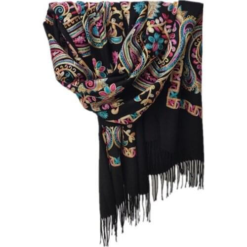 Embroidery Poncho Cape Fashion Bandana Hair Scarf For Women Head Shawl Wraps Neck Scarves For Lady luxury brand Blanket New