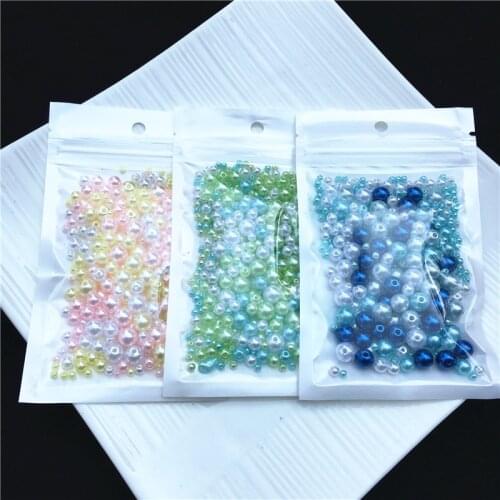 Mix 3/4/5/6/8mm 250pcs With Hole Colorful Pearls Round Acrylic Imitation Pearl Beads Diy for Jewelry Making/Nail Art