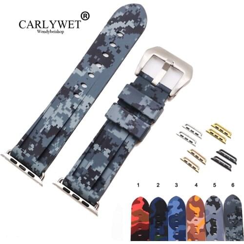 CARLYWET 38 40 42 44mm Wholesale Mosaic Waterproof Silicone Rubber Replacement Wrist Watch Band Strap For Iwatch Series 4/3/2/1