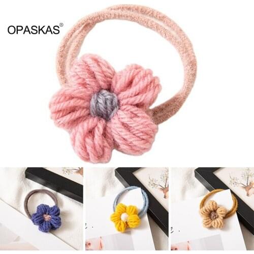 Hair Rope Girl Student Wool Flower Rubber Band Plush Hair Ring Ball Hair Accessories Interesting and Soft PT PT