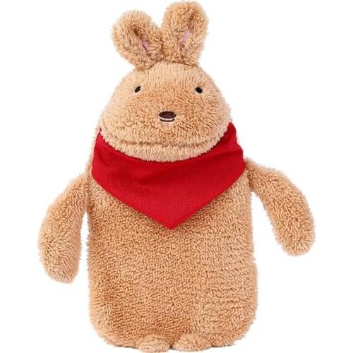 Rubber Hot Water Bag Hand Warmer Warming Bottle Feet Warm Plush Fabric Winter Warming Cute Present