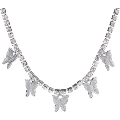 Luxury Rhinestone Butterfly Statement Necklaces for Women Wedding Jewelry Crystal Butterfly Necklace Choker Collares Party Gifts