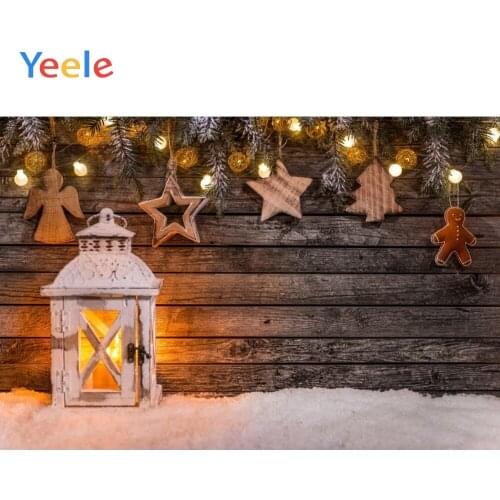 Christmas Backdrop Vintage Wood Board Star Lantern Snow Photography Backdrops Photographic Background For Photo Studio Photozone
