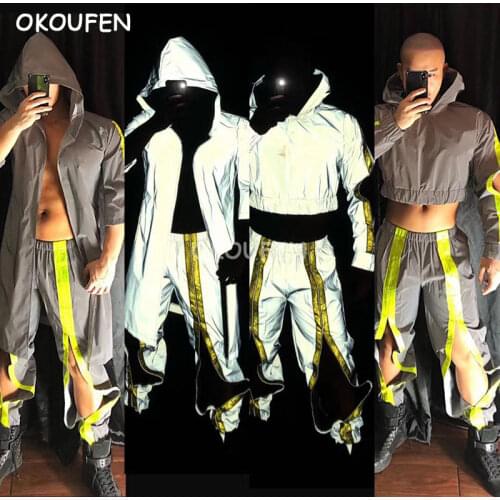 Stage costumes, mens nightclubs, sexy nightclubs, reflective nightlights, colorful hip hop, male dj, costumes, bar costumes
