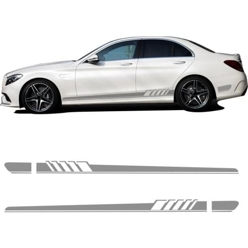 Silver Grey Car Styling Side Stripe Skirt Stickers AMG Edition 507 Body Garland Decal for Mercedes Benz C Class W205 Accessories