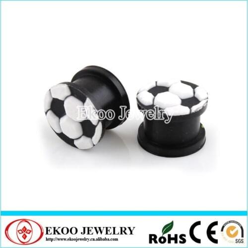 Football Logo Silicone Plug 8mm-20mm Lot of 30pcs Body Jewelry