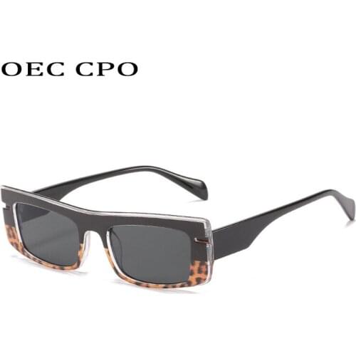 OEC CPO Vintage Steampunk Square Sunglasses Women Men Fashion Small Rectangle Sunglasses Female Shades UV400 Oculos O866