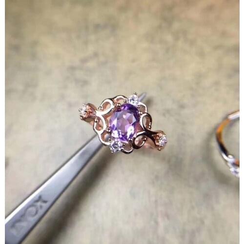 Natural And Real Womens Ring Natural Amethyst 925 Sterling Silver Rings Fine Elegant Jewelry New Arrival