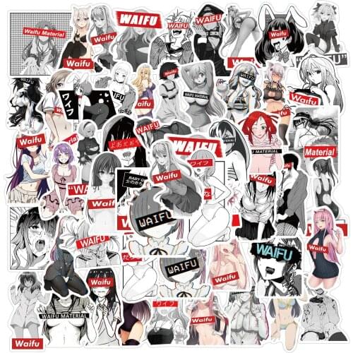 10/50PCS Red Black White Hentai Waifu Stickers Cartoons Anime Sexy Girls Sticker For DIY Skateboard Phone Bike Motorcycle Laptop