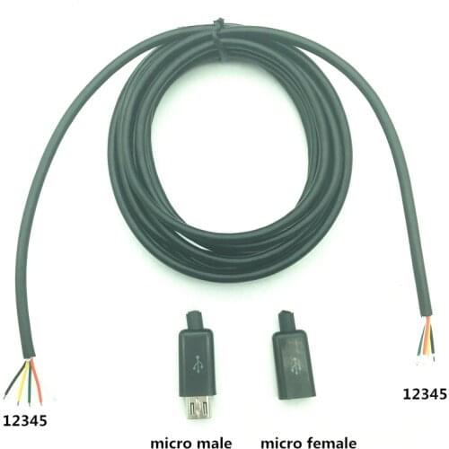 Micro USB 2.0 B 5pin Male to Female M/F Extension Connector DIY 5 core cable for USB Mouse Keyboard data cable Welding assembly