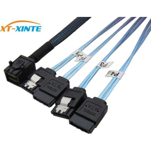 XT-XINTE 12Gbps HD36P Mini SAS SFF-8643 to 4 x SATA 7P Cable Hard Drive Cable HD Mini SAS Host/Controller to 4 SATA Backplane