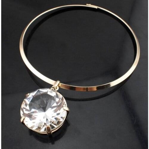UKEN Fashion Women Collar Choker Necklace Statement Jewelry Alloy Torques Big Crystal Gem Maxi Necklaces & Pendants Wholesale