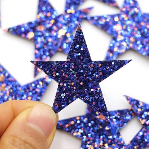 10pcs/lot Dark blue Glitter Star Patches Sew On Embroidered Patches for Clothing Iron on Appliques Jeans Shoes Clothes Stickeres
