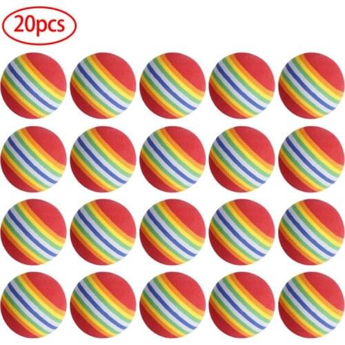 20Pcs 38mm EVA Foam Soft Rainbow Stripe Golf Training Balls Swing Golf Club Beginner Practice Training Aids Ball Indoor Golf