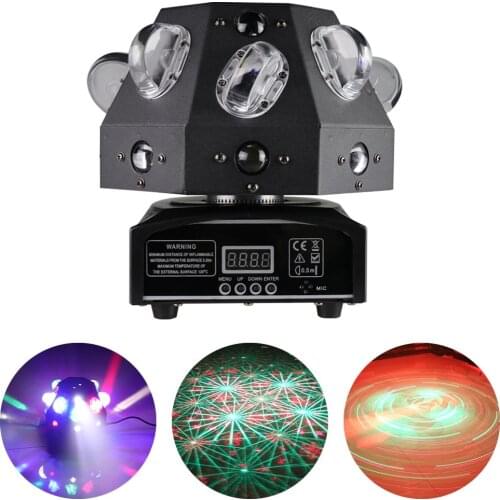 20X3W LED RGBW Stage Beam Moving Head Light RG Laser Patterns Projector DMX512 Music Control DJ Disco Party Bar Strobe Light