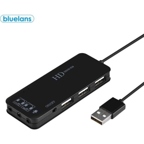 7.1 Channel USB2.0 Hub External Sound Card Stereo Audio Adapter Computer Audio 1 Into 2 Converter Multi-Jack Meet The Demand