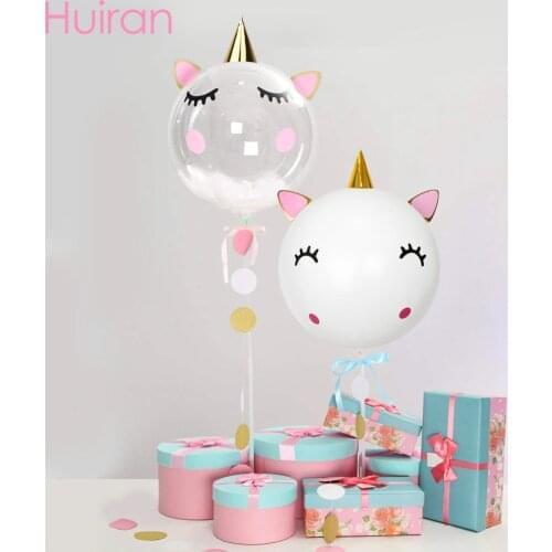 HUIRAN White Unicorn Balloon Sticker Transparent Balloons Unicorn Birthday Party Decoration Baby Shower Supplies Baloon Balons