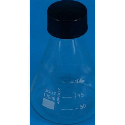 Glass 100ml Conical Erlenmeyer Narrow Mouth Screw Cap Flask Lab Glassware