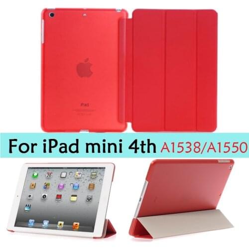 7.9'' Folio Coque for iPad mini 4 Case Smart Flip Stand A1538 A1550 Hard PVC Transparent Cover for iPad mini 4th 7.9'' Cover