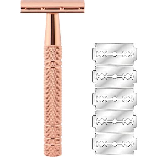 Double Edge Safety Razor For Women Vintage Metal Single Blade Razor Classic Wet Shaving Manual Shavers Gift for Female