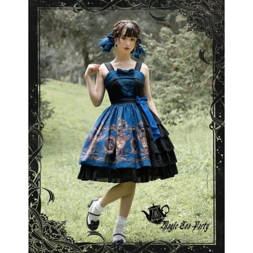 Gothic vintage sweet lolita dress falbala patchwork bowknot printing cardigan victorian dress kawaii girl gothic lolita jsk cos
