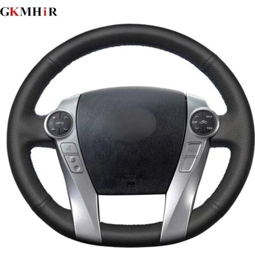 Handsewing DIY Black Genuine Leather Car Steering Wheel Cover for Toyota Prius 30(XW30) 2009-2015 Prius C(US)2012-2017