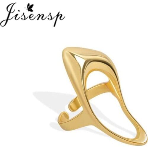 Jisensp Minimalist Irregular Hollow Ellipse Gold Silver Color Punk Geometric Ring for Women Simple Creative Open Rings Bijoux
