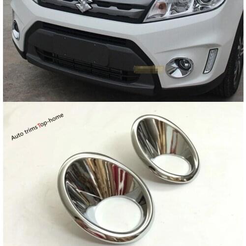 Yimaautotrims Front Fog Lights Lamp Ring Cover Trim 2 Pcs ABS Fit For Suzuki Vitara Escudo 2015 2016 2017 2018 Exterior Chrome