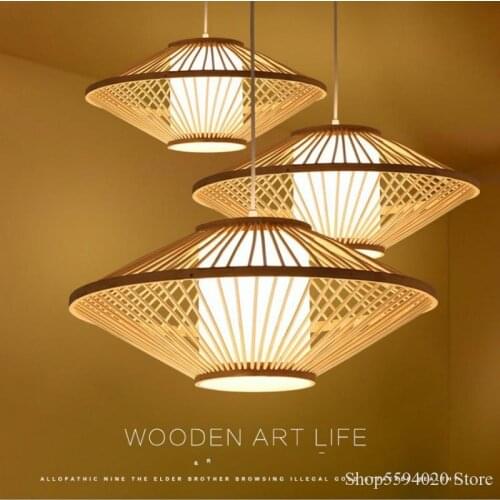 Creative Chinese Style Bamboo Chandelier Restaurant Teahouse Restaurant Pendant Lamp Japanese Style Bamboo Light Fixture