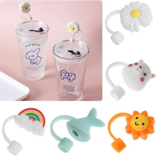 Creative Silicone Straw Plug Reusable Drinking Dust Cap Glass Cup Accessories Cartoon Plugs Cute Splash Proof Airtight Cover