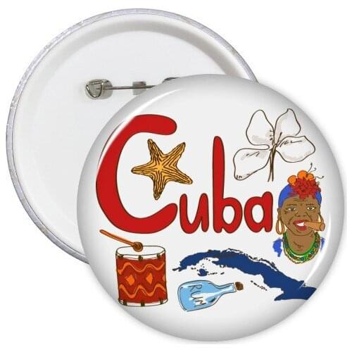 Cuba National symbol Landmark Pattern Round Pins Badge Button Clothing Decoration 5pcs Gift