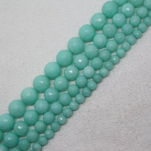 6-12mm Faceted Blue Amazon color Amazonite Jades Round DIY For Bracelet Jewelry Making Spacer Loose Beads Strand 15"