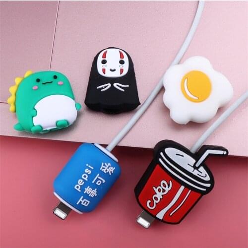 Cute Animal Cable Protector Anti-Break Cartoon Silicone Data Line Cord Protector Organizer Winder For IPhone11 12 USB Wire