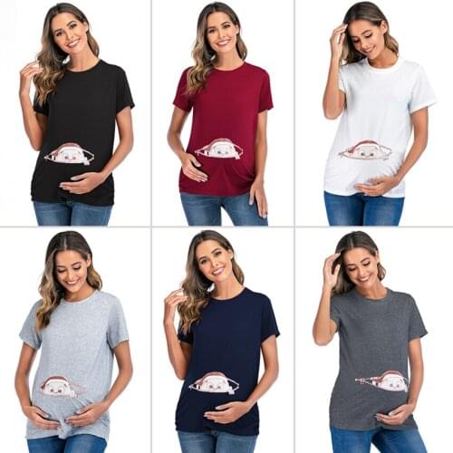 2020 European and American style fashion new maternity dress round neck short sleeve cartoon printed maternity T-shirt
