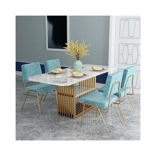 Nordic marble dining table and chair rectangular modern simple table and chair combination household table